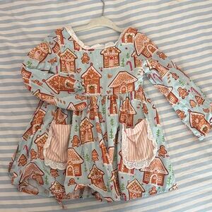 SweetHoney Gingerbread House Dress - Blue and Brown